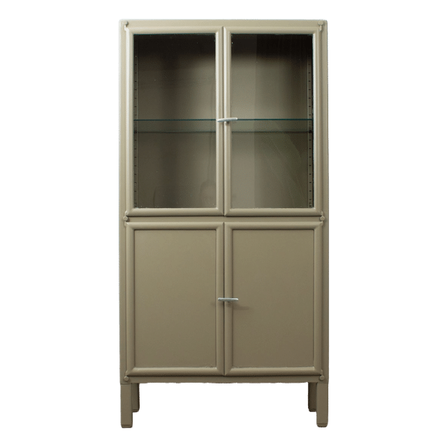 Vintage Apothekerskast Olijfgrijs Overgespoten