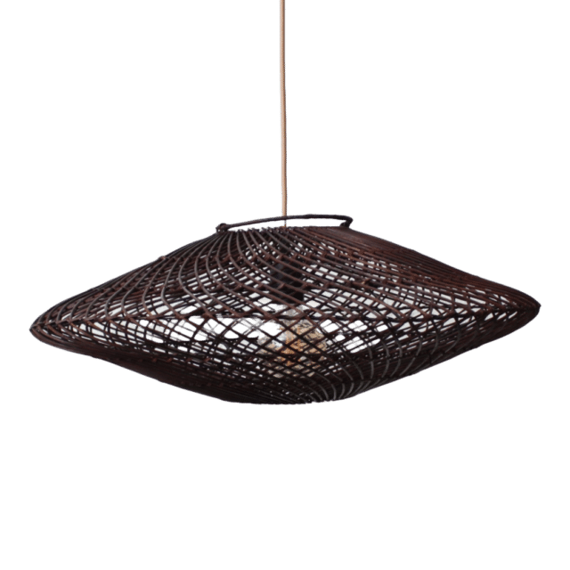 Rotan Hanglamp Ufo Bruin S