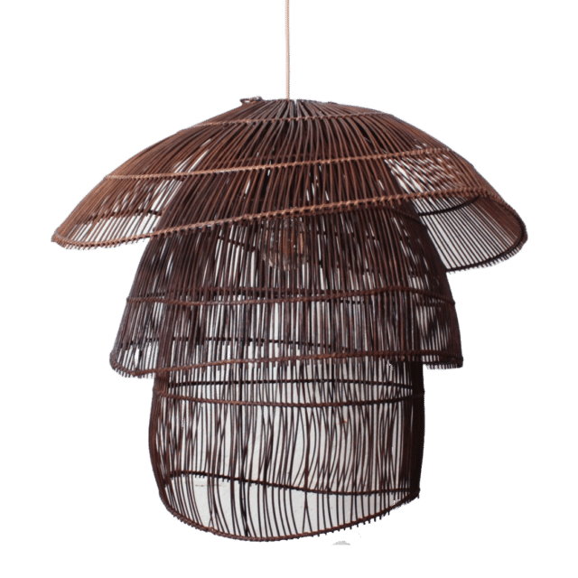 Rotan Hanglamp Paddenstoel Bruin L