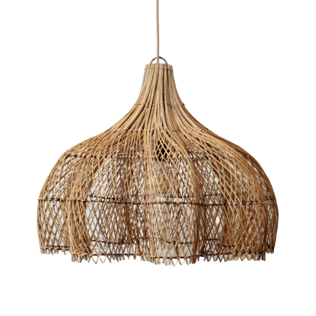 Rotan Hanglamp Bloem Gemeleerd S