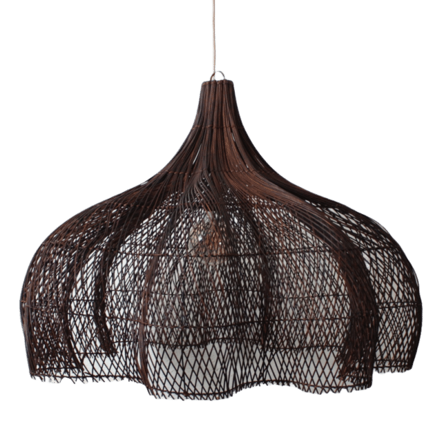 Rotan Hanglamp Bloem Bruin L