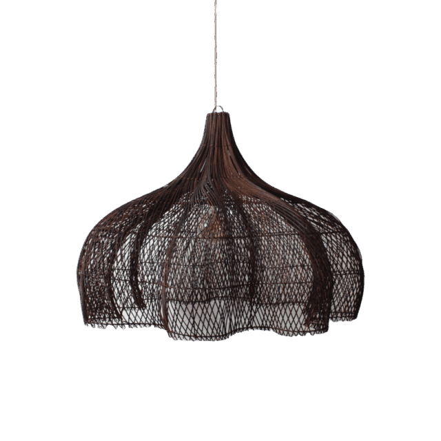 Rotan Hanglamp Bloem Bruin S