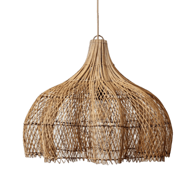 Rotan Hanglamp Bloem Gemeleerd M