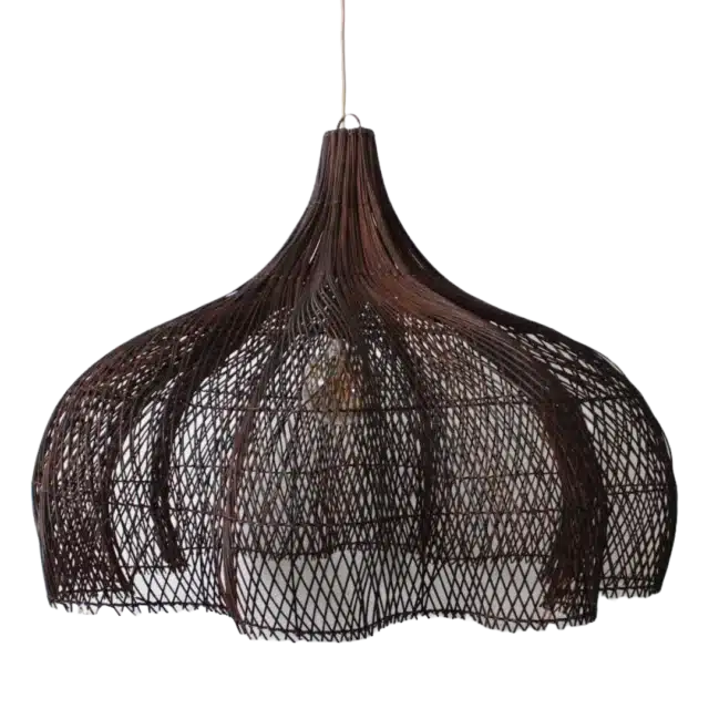 Rotan Hanglamp Bloem Bruin L
